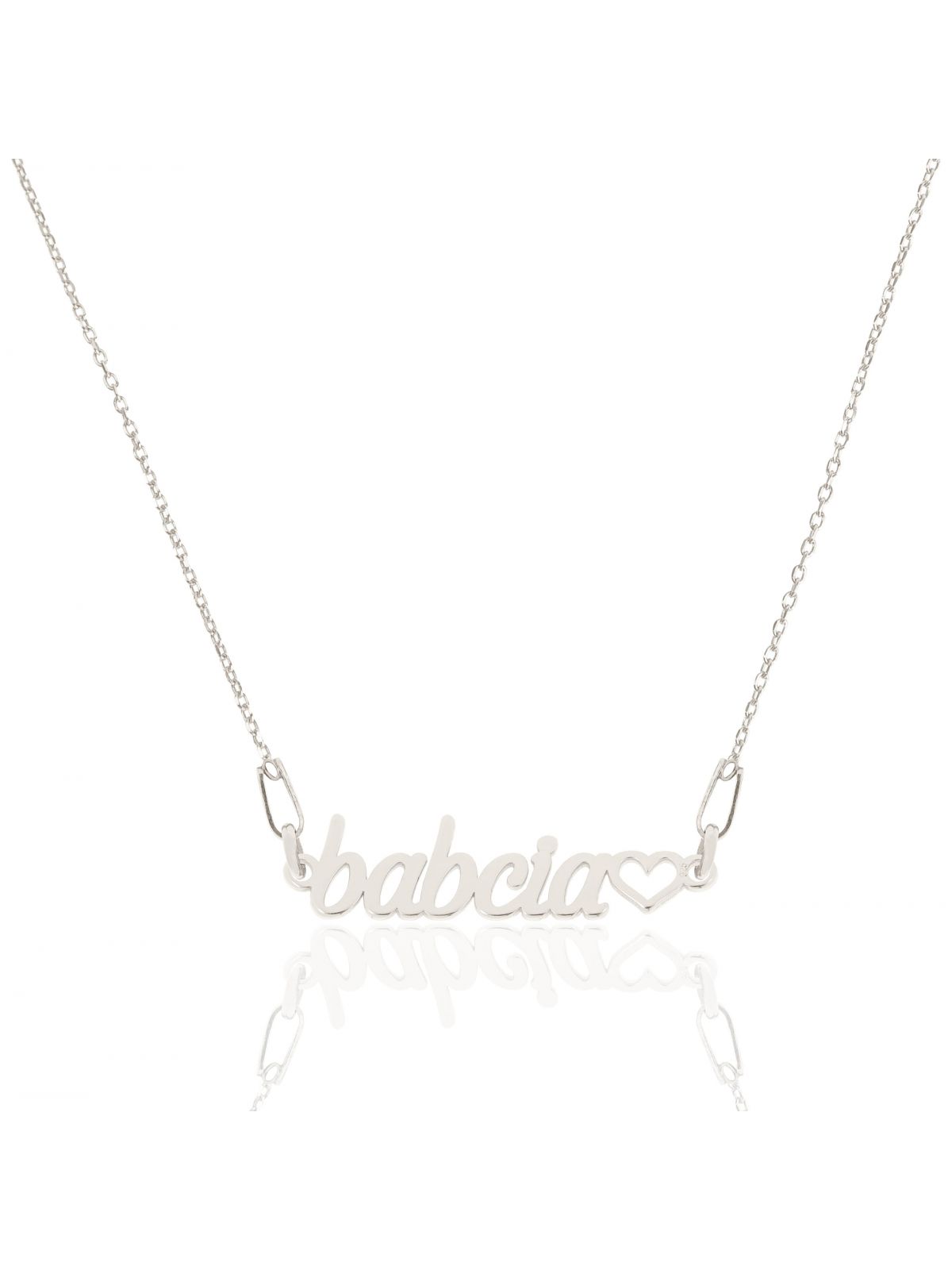 Naszyjnik srebrny z napisem babcia