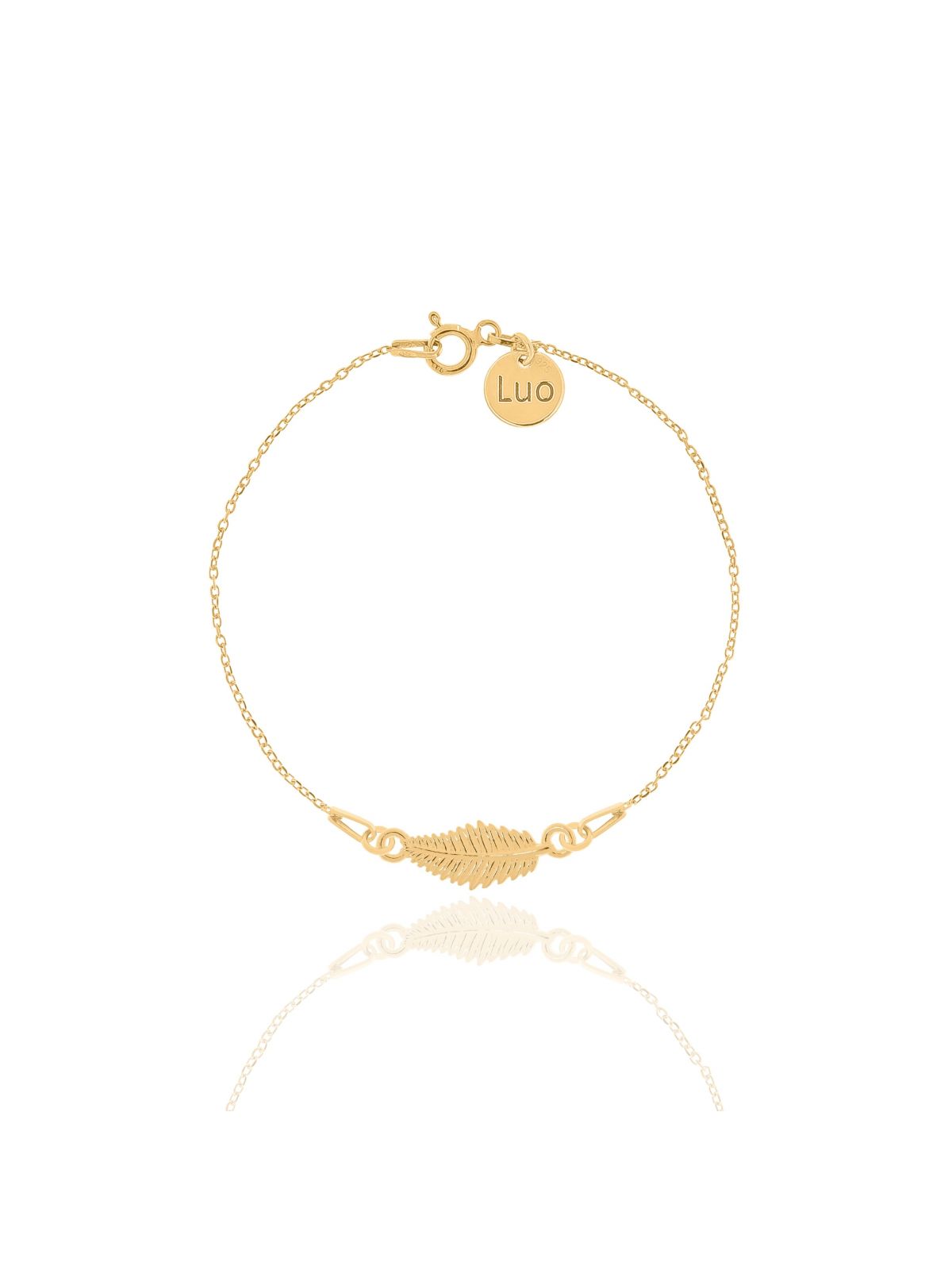 Bransoletka srebrna pozłacana z gałązką z liśćmi