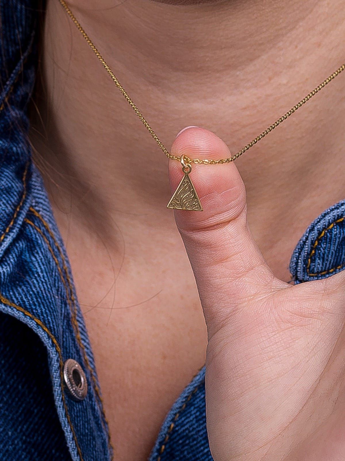 Naszyjnik srebrny pozłacany z Żywiołem Ognia