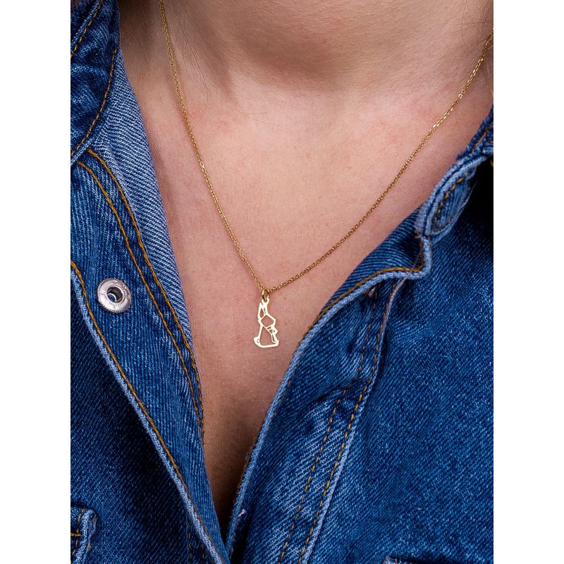 Naszyjnik srebrny pozłacany z ażurowym królikiem