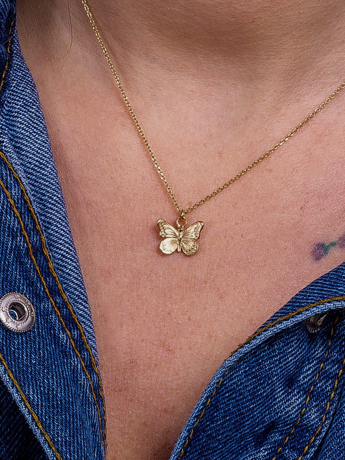 Naszyjnik srebrny pozłacany z motylkiem