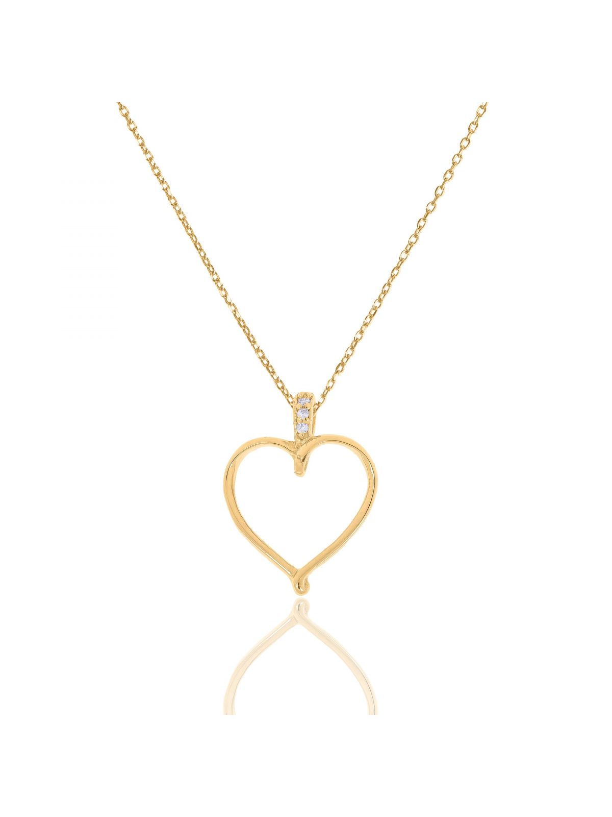 Naszyjnik srebrny pozłacany z sercem i bezbarwnymi kryształkami