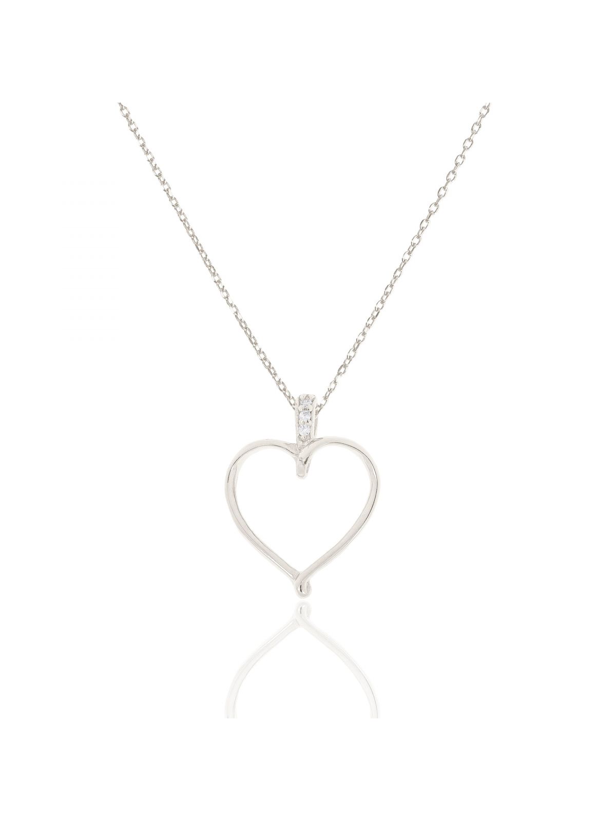 Naszyjnik srebrny z sercem i bezbarwnymi kryształkami