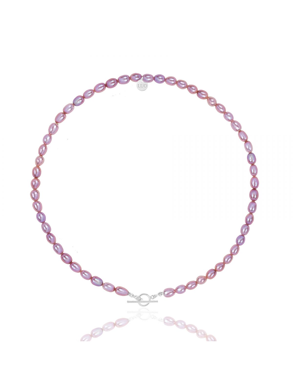Naszyjnik z naturalnych fioletowych pereł ze srebrnym ozdobnym zapięciem