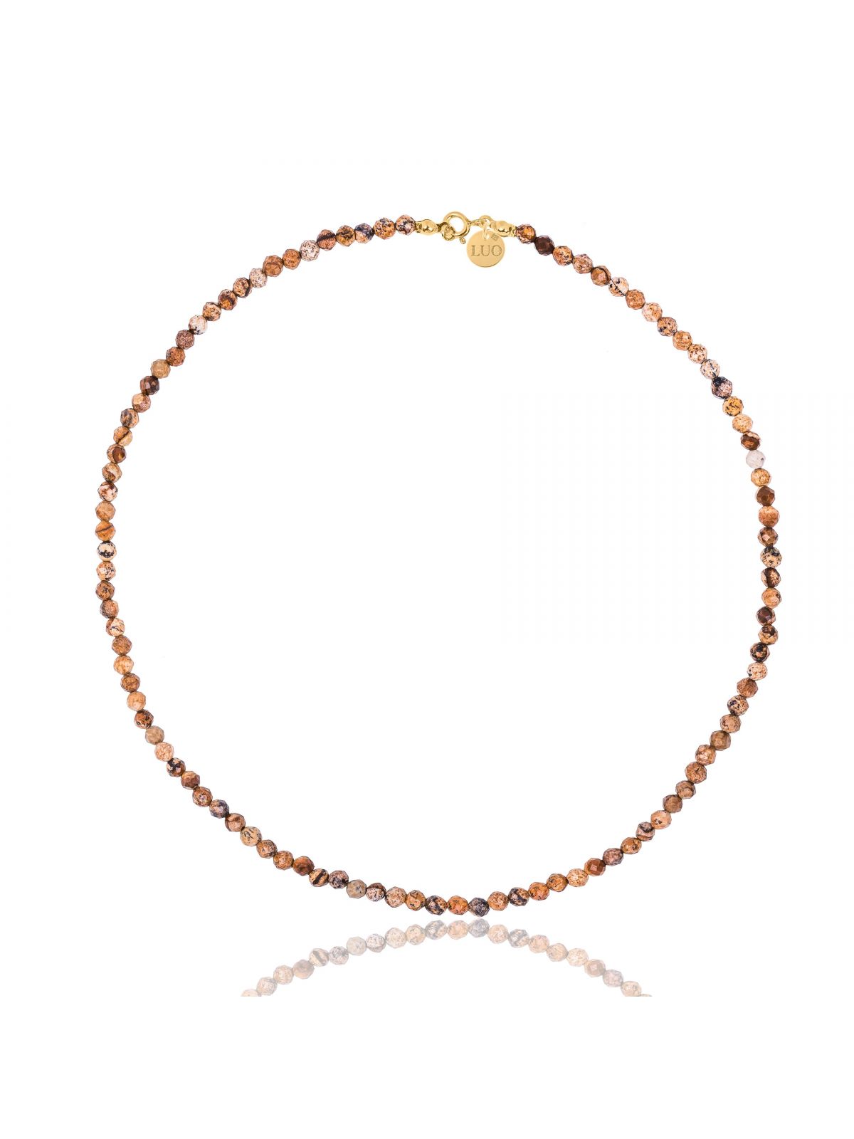 Naszyjnik z jaspisu obrazkowego z pozłacanym zapięciem