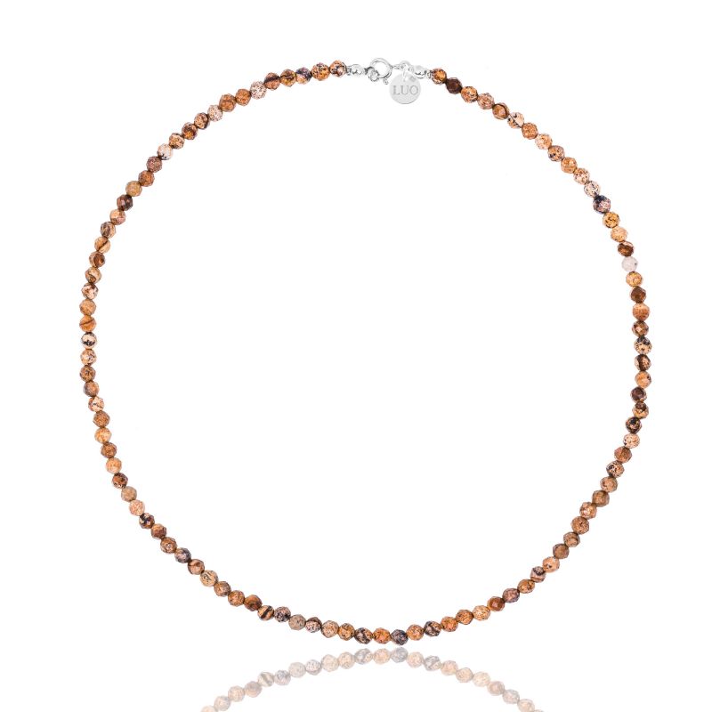 Naszyjnik z jaspisu obrazkowego ze srebrnym zapięciem