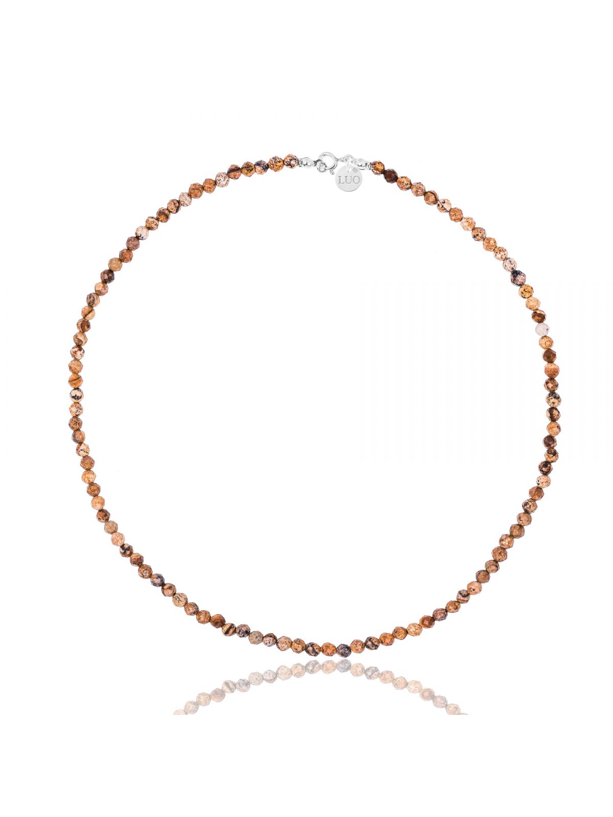 Naszyjnik z jaspisu obrazkowego ze srebrnym zapięciem