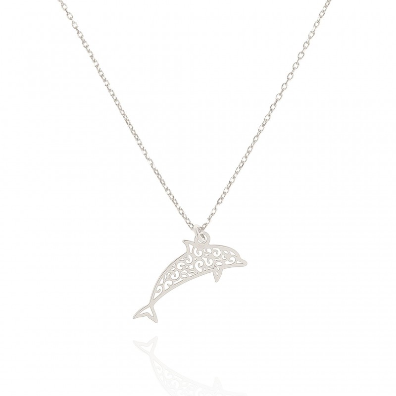 Naszyjnik srebrny z ażurowym delfinem