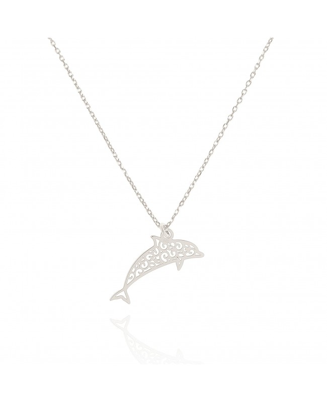 Naszyjnik srebrny z ażurowym delfinem