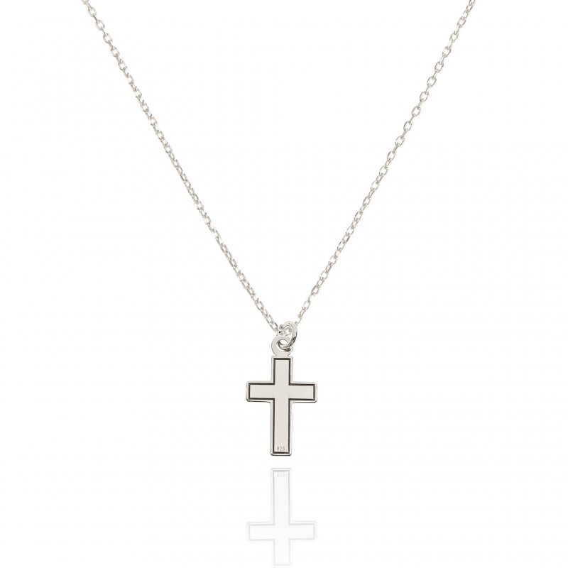Naszyjnik srebrny z grawerowanym krzyżem