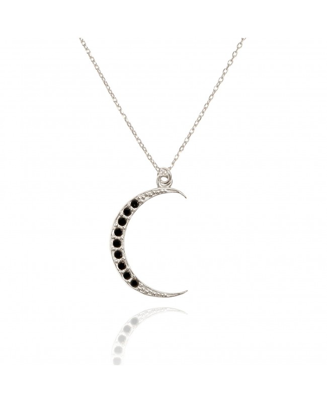 Naszyjnik srebrny z księżycem wysadzanym kryształkami