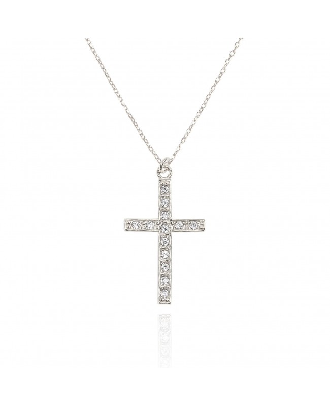 Naszyjnik srebrny z krzyżem wysadzanym kryształkami