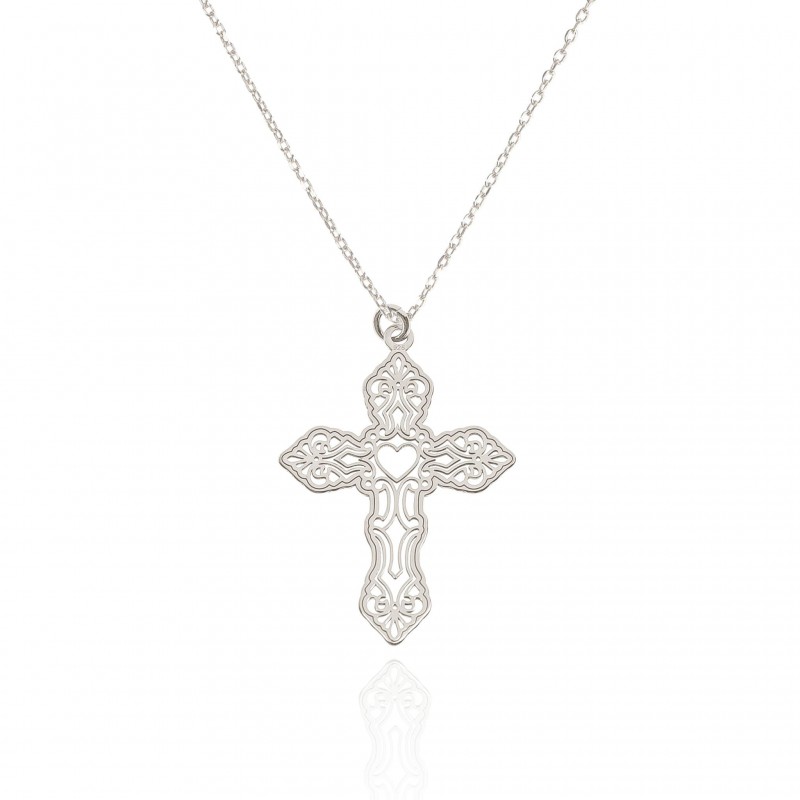 Naszyjnik srebrny z ażurowym krzyżem