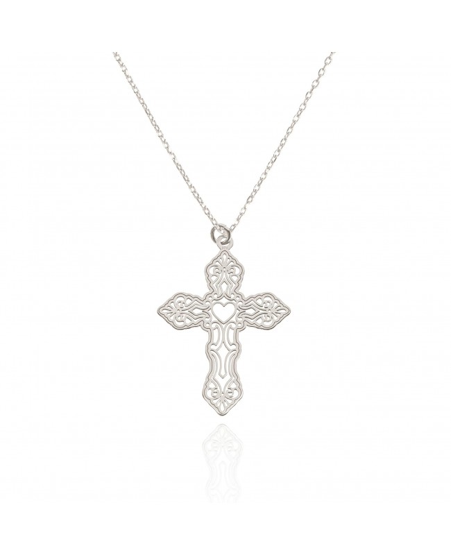 Naszyjnik srebrny z ażurowym krzyżem