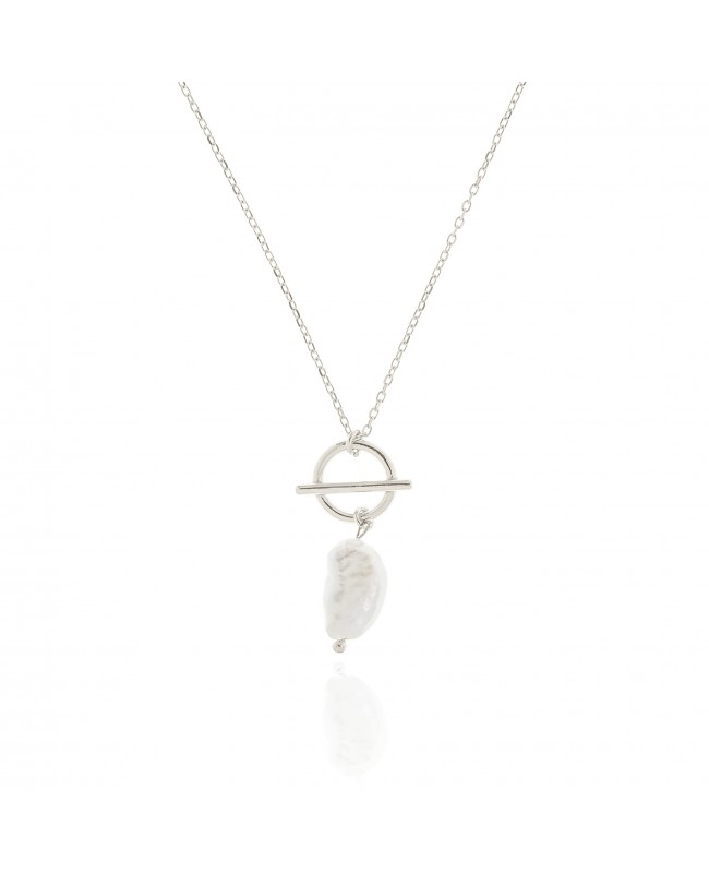 Naszyjnik srebrny z zawieszką toggle i naturalną perłą