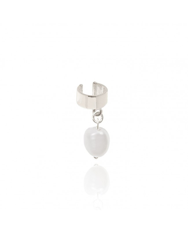 Nausznica srebrna z naturalną perłą