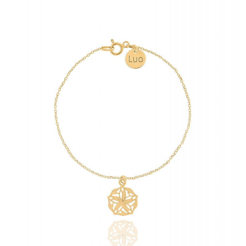 Bransoletka srebrna pozłacana z rozetką