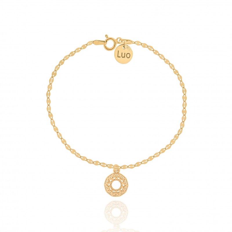 Bransoletka srebrna pozłacana Mokka z ażurową obręczą