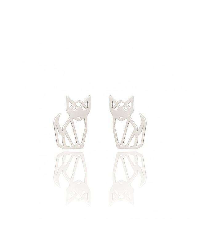 Kolczyki srebrne lisy / koty origami