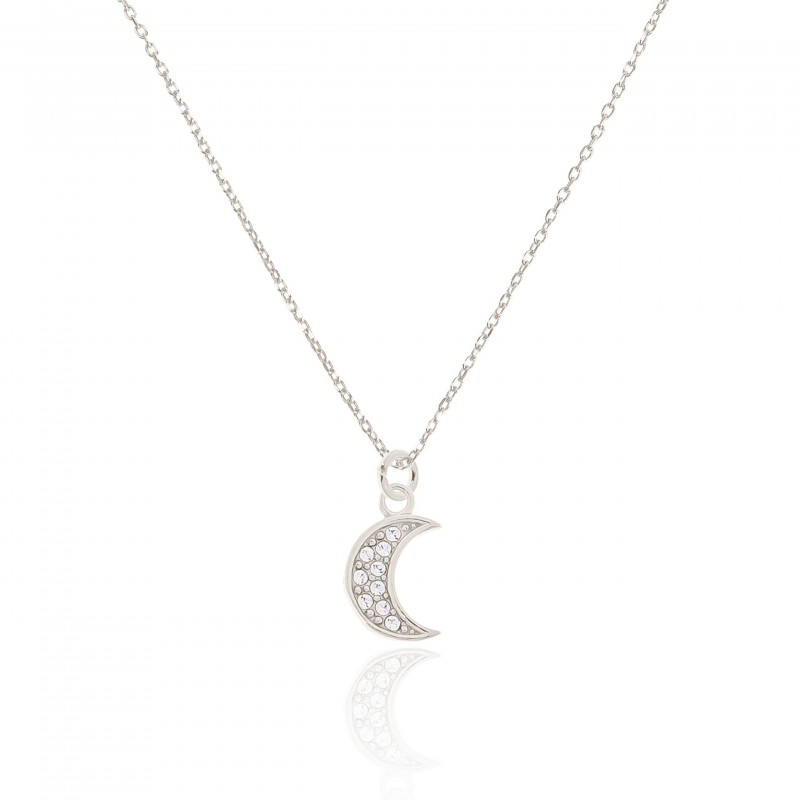 Naszyjnik srebrny z księżycem i kryształkami