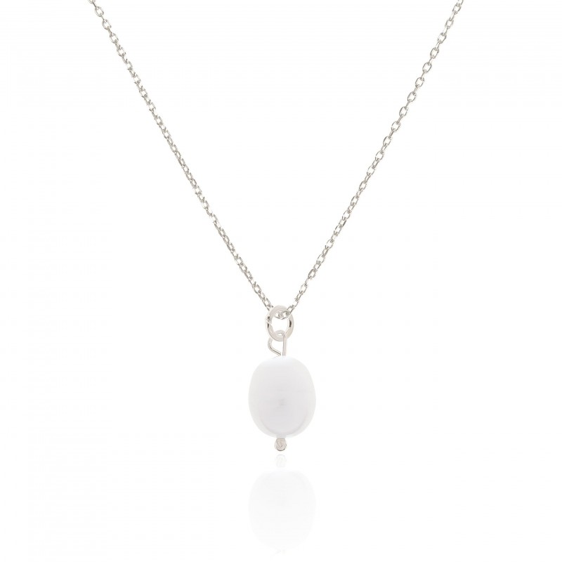 Naszyjnik srebrny z naturalną perłą