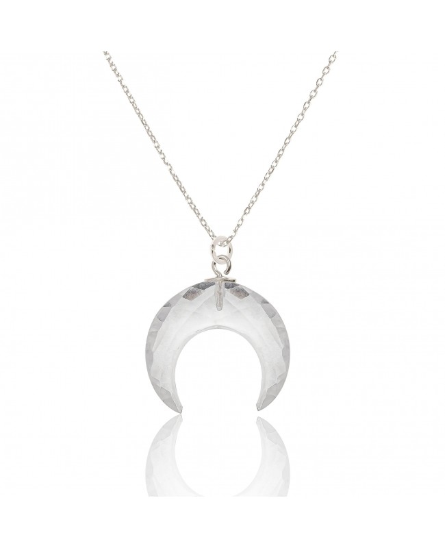Naszyjnik srebrny z kryształem górskim w kształcie księżyca